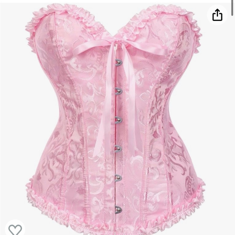 SHYMMUO Corset Top Satin Floral Boned Overbust Body Shaper Bustier Sexy Push Up